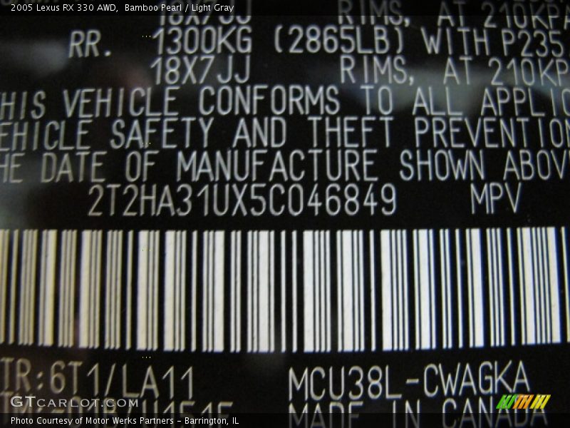 Bamboo Pearl / Light Gray 2005 Lexus RX 330 AWD