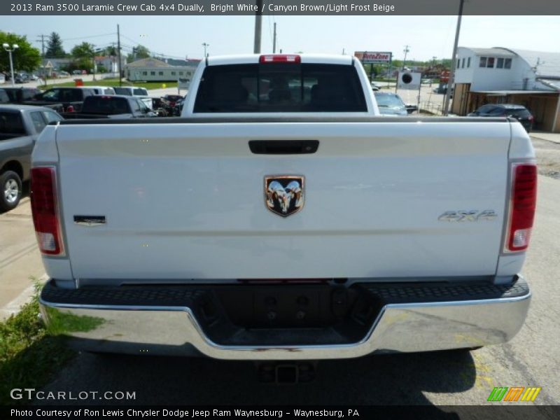 Bright White / Canyon Brown/Light Frost Beige 2013 Ram 3500 Laramie Crew Cab 4x4 Dually