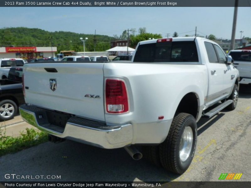 Bright White / Canyon Brown/Light Frost Beige 2013 Ram 3500 Laramie Crew Cab 4x4 Dually