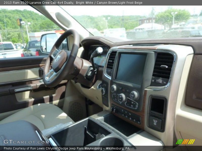 Bright White / Canyon Brown/Light Frost Beige 2013 Ram 3500 Laramie Crew Cab 4x4 Dually