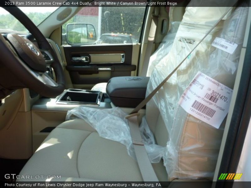 Bright White / Canyon Brown/Light Frost Beige 2013 Ram 3500 Laramie Crew Cab 4x4 Dually
