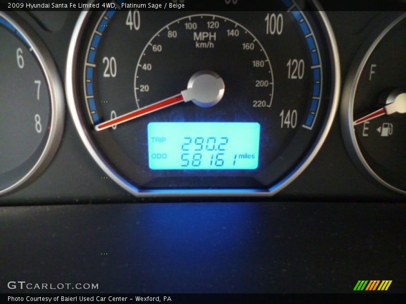 Platinum Sage / Beige 2009 Hyundai Santa Fe Limited 4WD