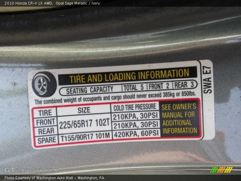 Opal Sage Metallic / Ivory 2010 Honda CR-V LX AWD