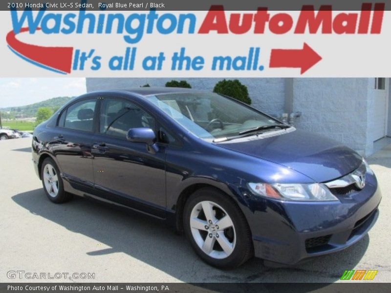 Royal Blue Pearl / Black 2010 Honda Civic LX-S Sedan