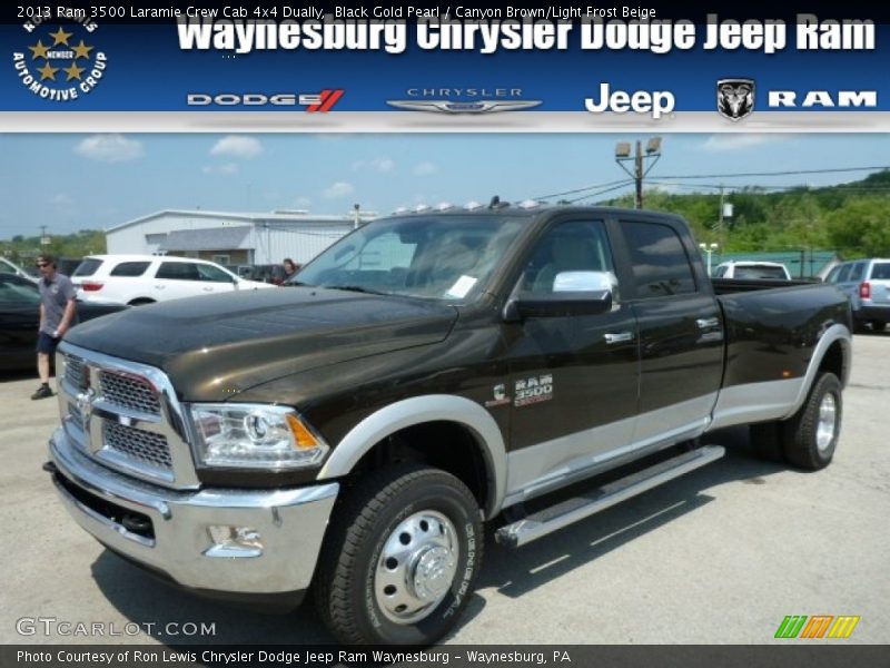 Black Gold Pearl / Canyon Brown/Light Frost Beige 2013 Ram 3500 Laramie Crew Cab 4x4 Dually