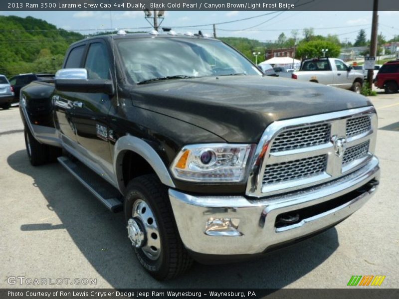Black Gold Pearl / Canyon Brown/Light Frost Beige 2013 Ram 3500 Laramie Crew Cab 4x4 Dually