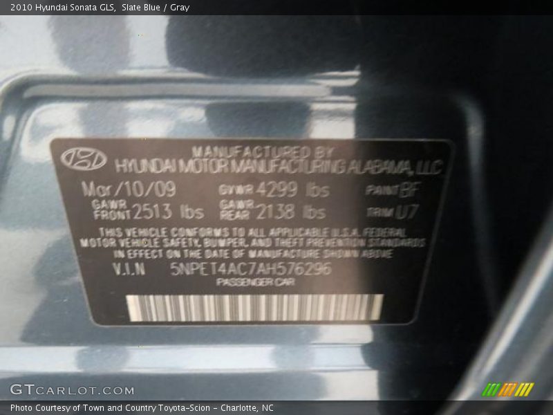 2010 Sonata GLS Slate Blue Color Code BF