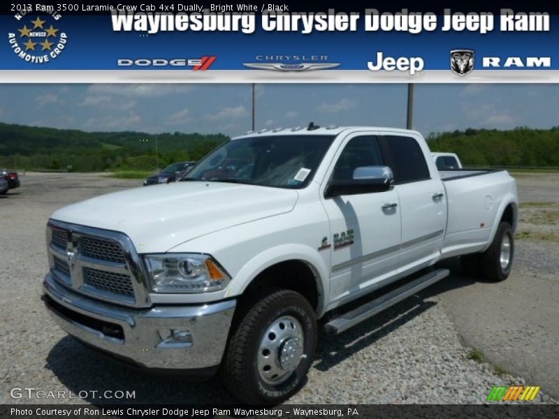 Bright White / Black 2013 Ram 3500 Laramie Crew Cab 4x4 Dually