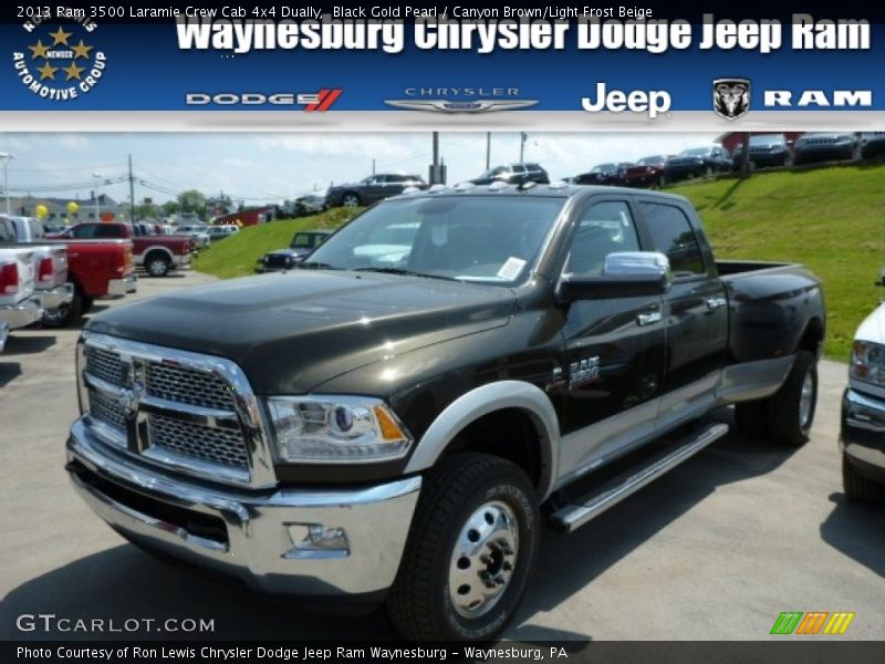 Black Gold Pearl / Canyon Brown/Light Frost Beige 2013 Ram 3500 Laramie Crew Cab 4x4 Dually