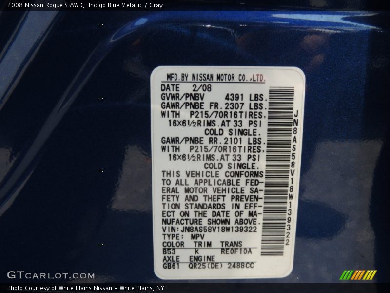 Indigo Blue Metallic / Gray 2008 Nissan Rogue S AWD