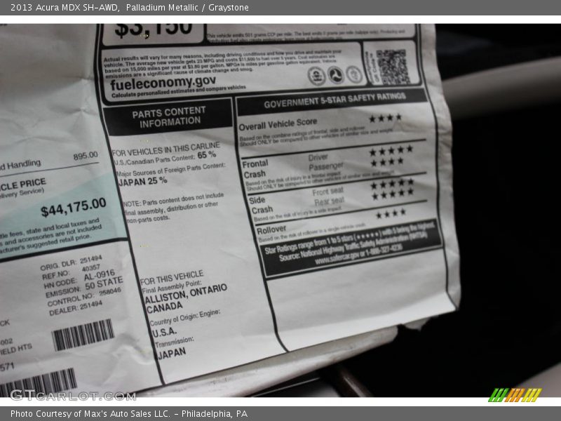 Palladium Metallic / Graystone 2013 Acura MDX SH-AWD