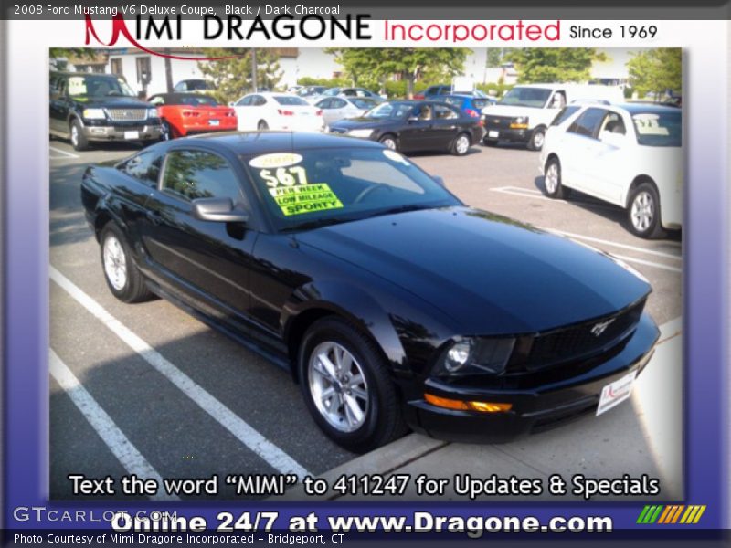 Black / Dark Charcoal 2008 Ford Mustang V6 Deluxe Coupe