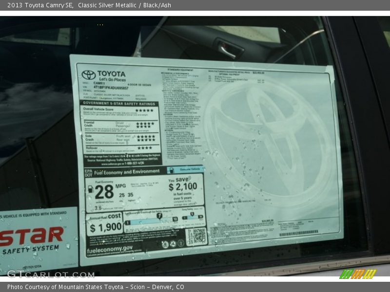 Classic Silver Metallic / Black/Ash 2013 Toyota Camry SE