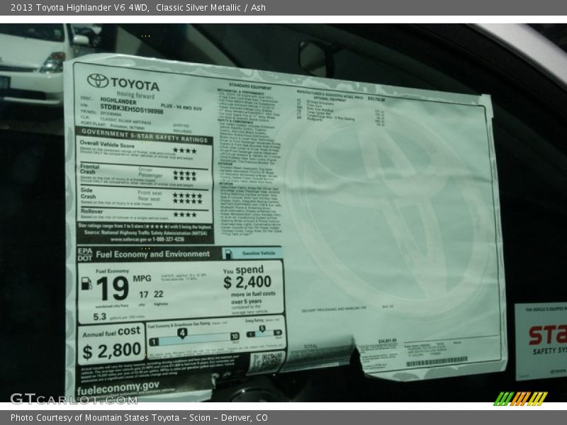 Classic Silver Metallic / Ash 2013 Toyota Highlander V6 4WD