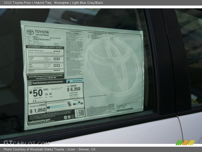 Moonglow / Light Blue Gray/Black 2013 Toyota Prius c Hybrid Two