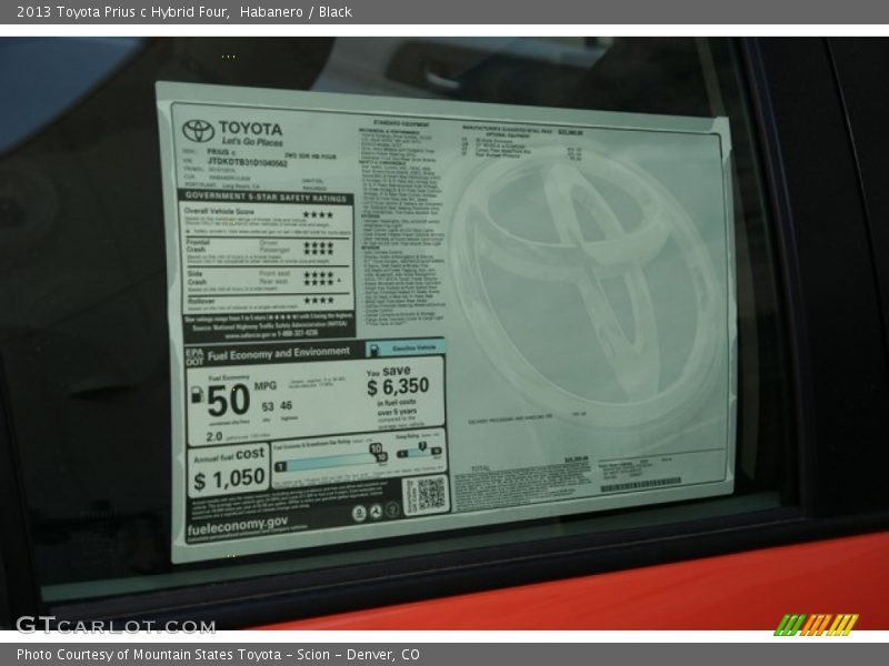 Habanero / Black 2013 Toyota Prius c Hybrid Four