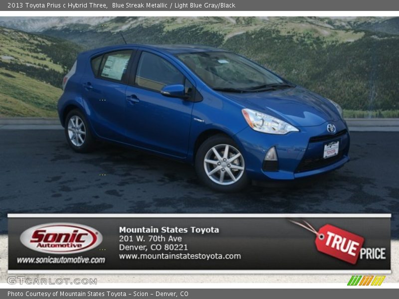 Blue Streak Metallic / Light Blue Gray/Black 2013 Toyota Prius c Hybrid Three
