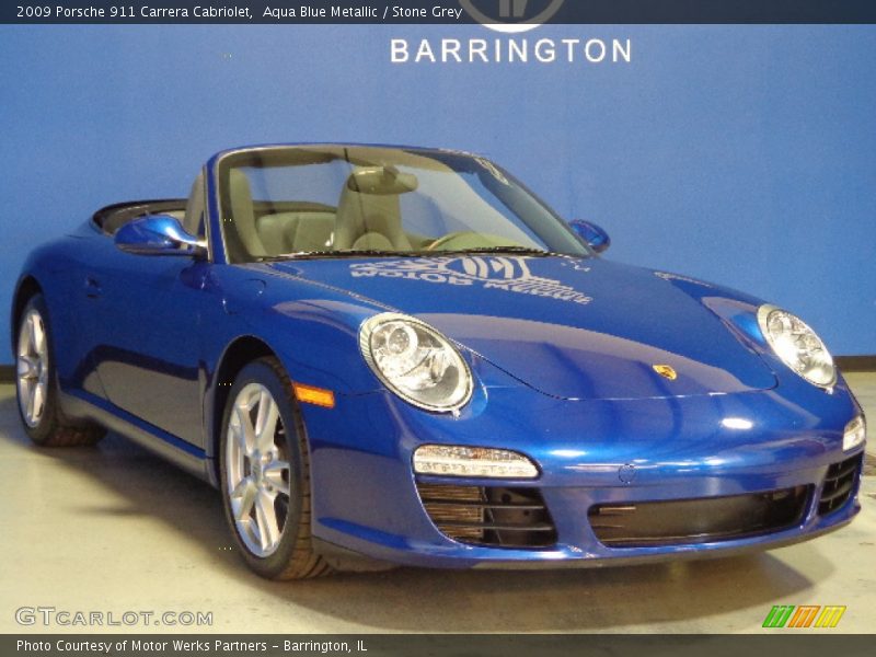 Aqua Blue Metallic / Stone Grey 2009 Porsche 911 Carrera Cabriolet