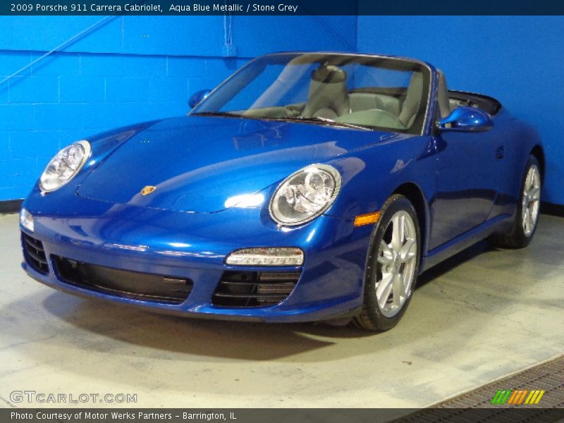 Aqua Blue Metallic / Stone Grey 2009 Porsche 911 Carrera Cabriolet