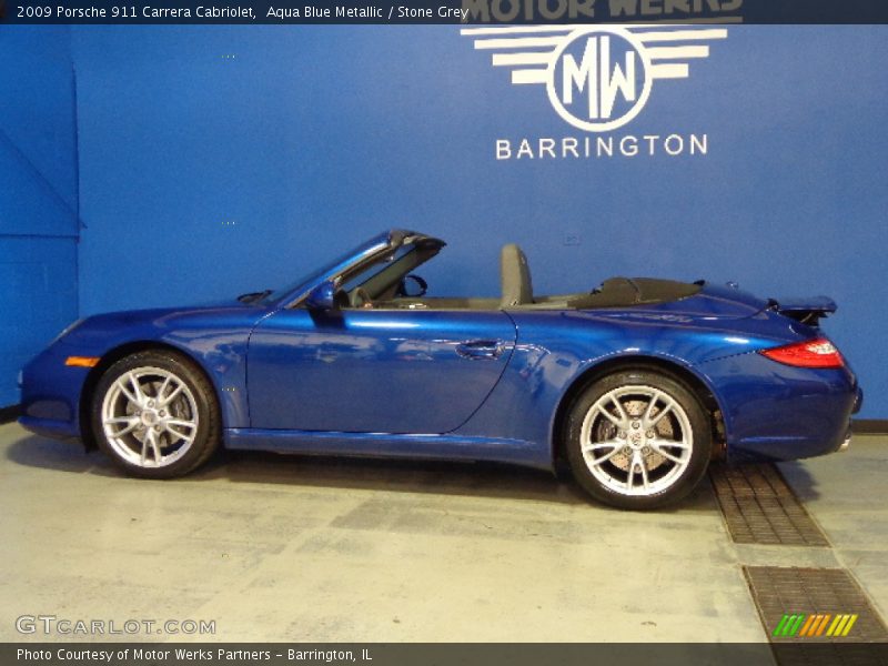 Aqua Blue Metallic / Stone Grey 2009 Porsche 911 Carrera Cabriolet