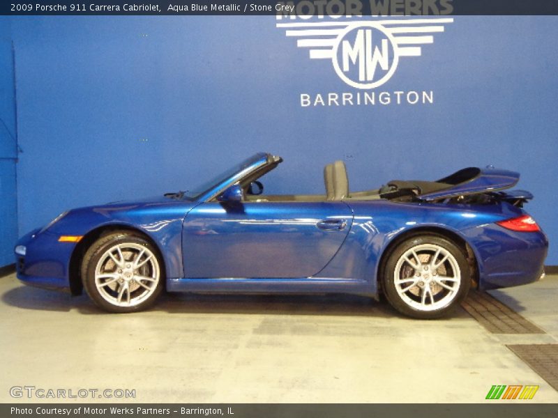 Aqua Blue Metallic / Stone Grey 2009 Porsche 911 Carrera Cabriolet