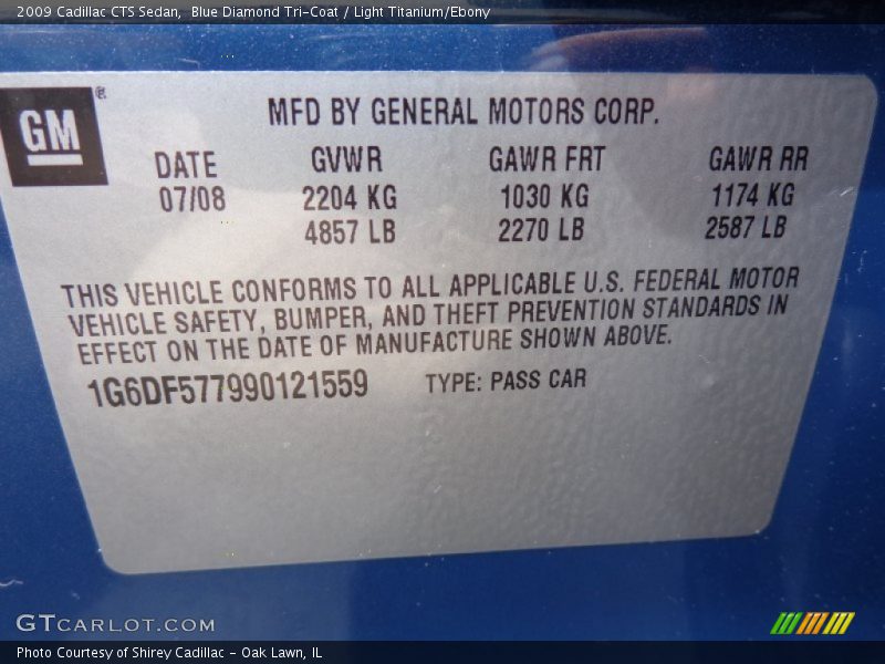 Blue Diamond Tri-Coat / Light Titanium/Ebony 2009 Cadillac CTS Sedan