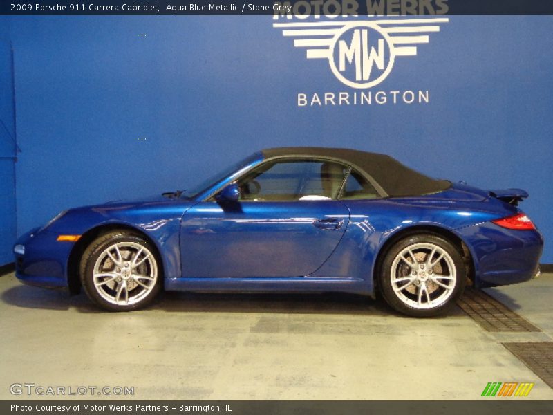 Aqua Blue Metallic / Stone Grey 2009 Porsche 911 Carrera Cabriolet