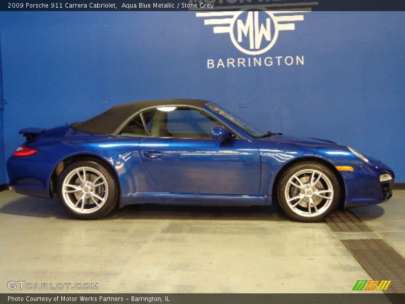 Aqua Blue Metallic / Stone Grey 2009 Porsche 911 Carrera Cabriolet