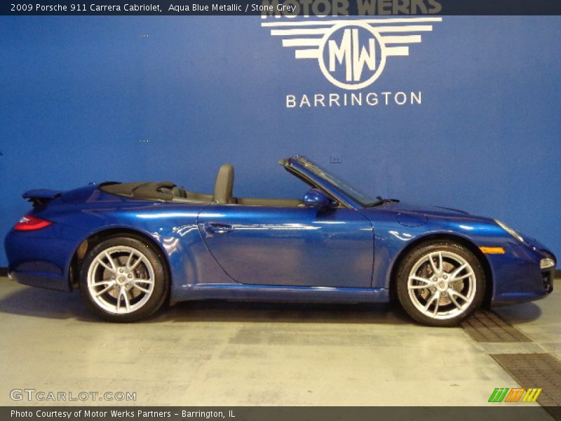 Aqua Blue Metallic / Stone Grey 2009 Porsche 911 Carrera Cabriolet