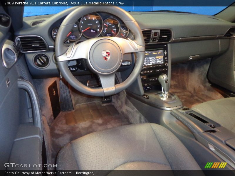 Aqua Blue Metallic / Stone Grey 2009 Porsche 911 Carrera Cabriolet