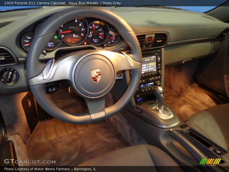 Aqua Blue Metallic / Stone Grey 2009 Porsche 911 Carrera Cabriolet