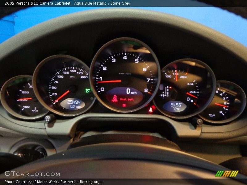 Aqua Blue Metallic / Stone Grey 2009 Porsche 911 Carrera Cabriolet