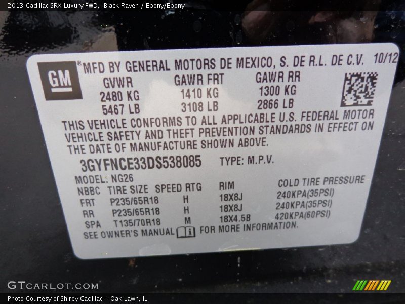 Black Raven / Ebony/Ebony 2013 Cadillac SRX Luxury FWD