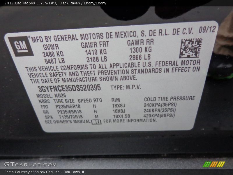 Black Raven / Ebony/Ebony 2013 Cadillac SRX Luxury FWD