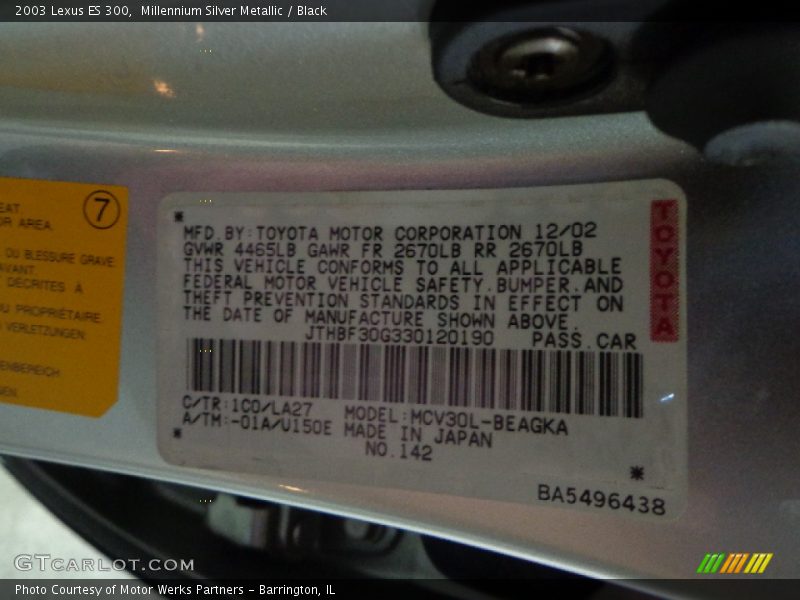 Millennium Silver Metallic / Black 2003 Lexus ES 300