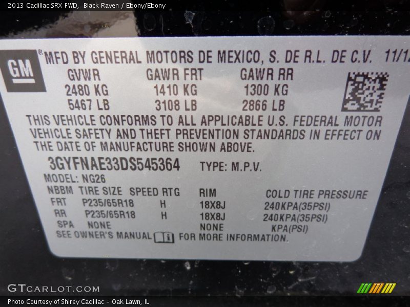 Black Raven / Ebony/Ebony 2013 Cadillac SRX FWD
