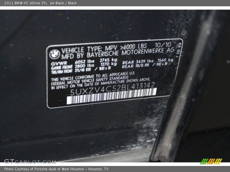 Jet Black / Black 2011 BMW X5 xDrive 35i
