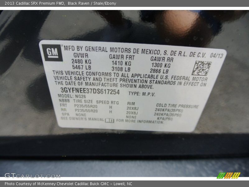Black Raven / Shale/Ebony 2013 Cadillac SRX Premium FWD