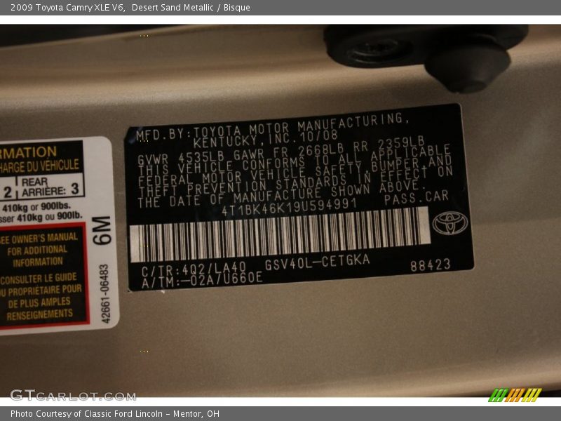 Desert Sand Metallic / Bisque 2009 Toyota Camry XLE V6