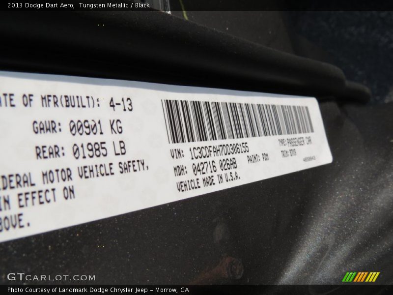 Tungsten Metallic / Black 2013 Dodge Dart Aero