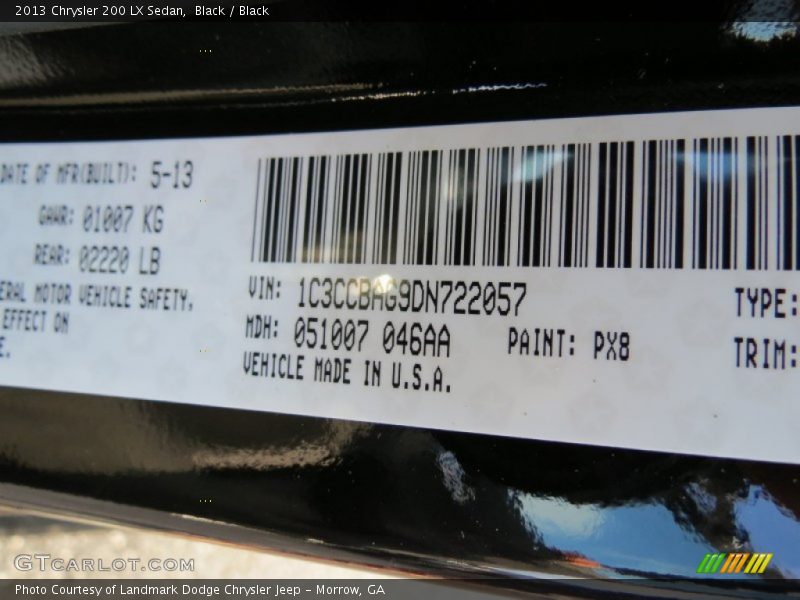 Black / Black 2013 Chrysler 200 LX Sedan