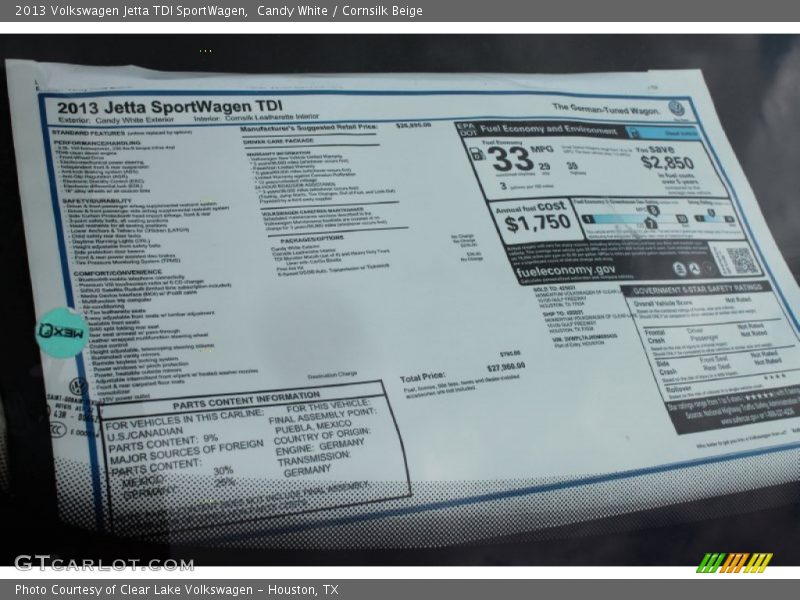Candy White / Cornsilk Beige 2013 Volkswagen Jetta TDI SportWagen