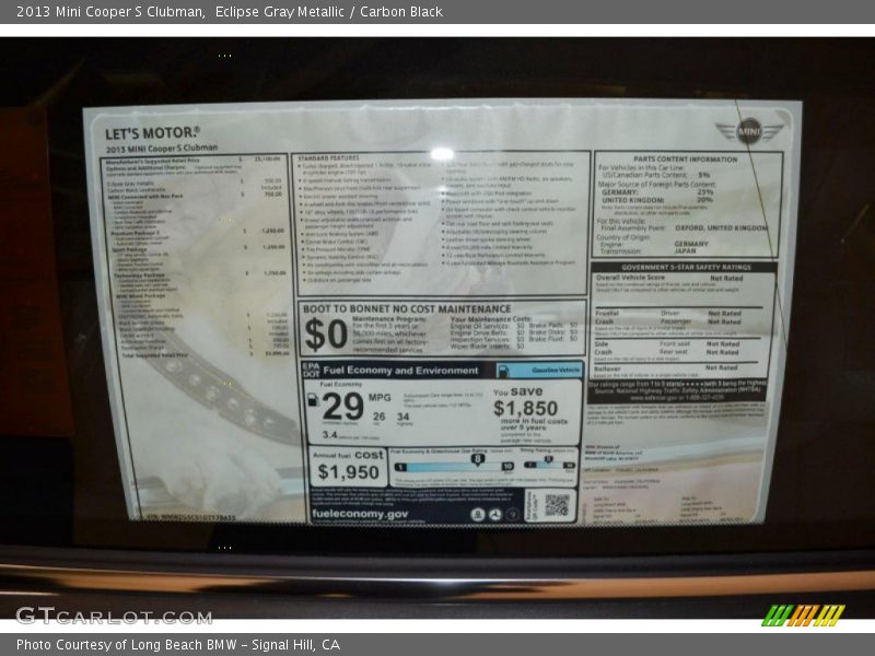 Eclipse Gray Metallic / Carbon Black 2013 Mini Cooper S Clubman