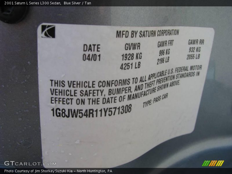 Blue Silver / Tan 2001 Saturn L Series L300 Sedan