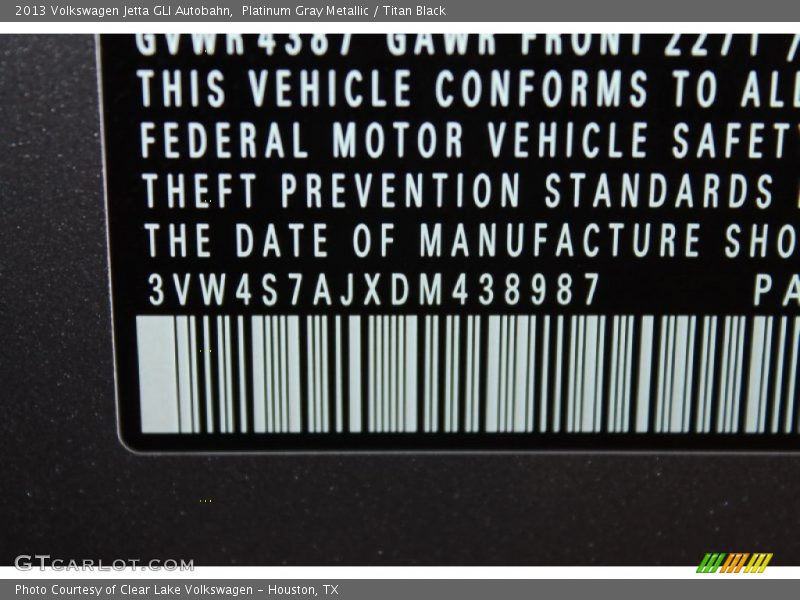 Platinum Gray Metallic / Titan Black 2013 Volkswagen Jetta GLI Autobahn