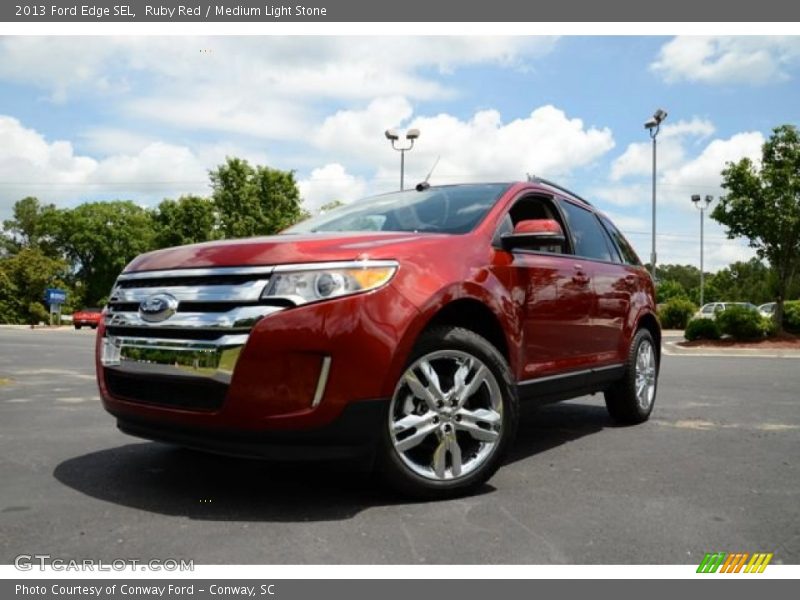 Ruby Red / Medium Light Stone 2013 Ford Edge SEL