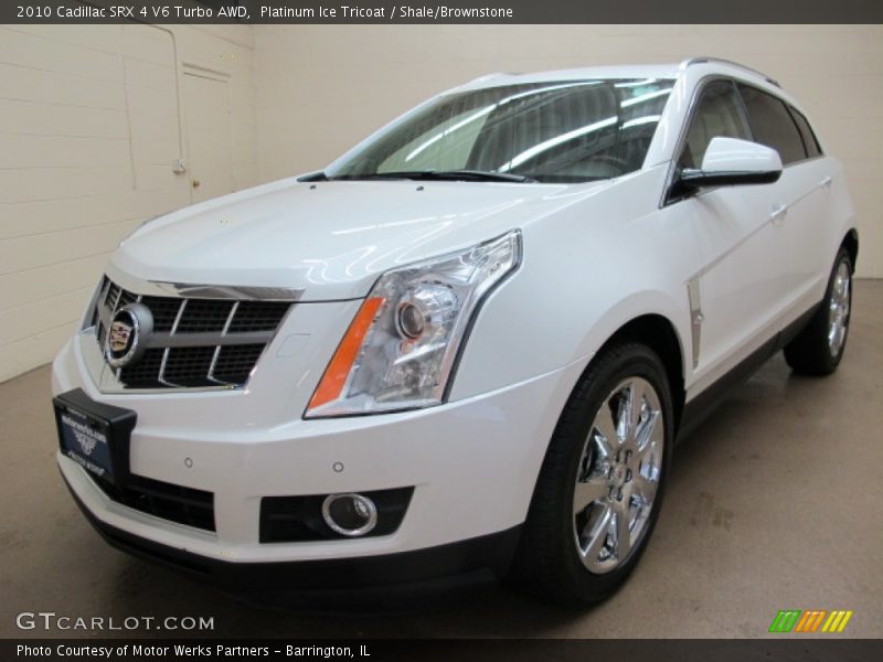 Platinum Ice Tricoat / Shale/Brownstone 2010 Cadillac SRX 4 V6 Turbo AWD