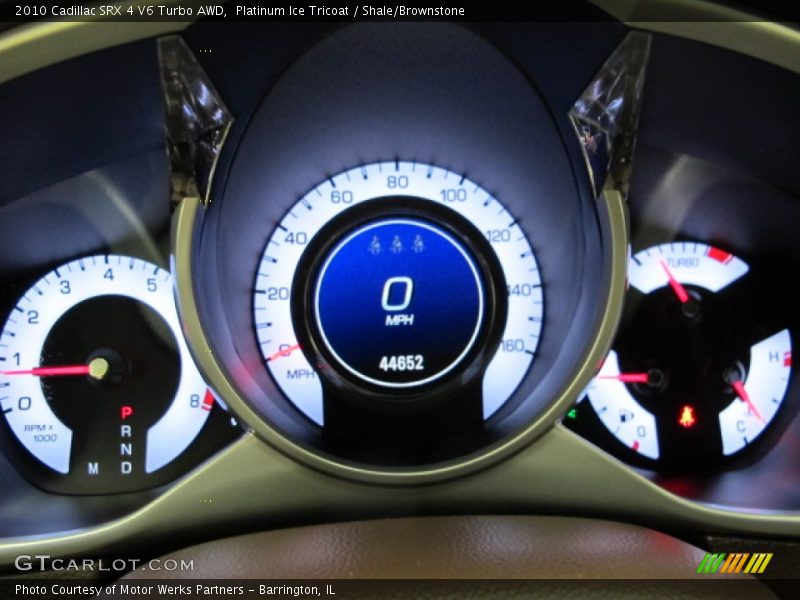 Platinum Ice Tricoat / Shale/Brownstone 2010 Cadillac SRX 4 V6 Turbo AWD