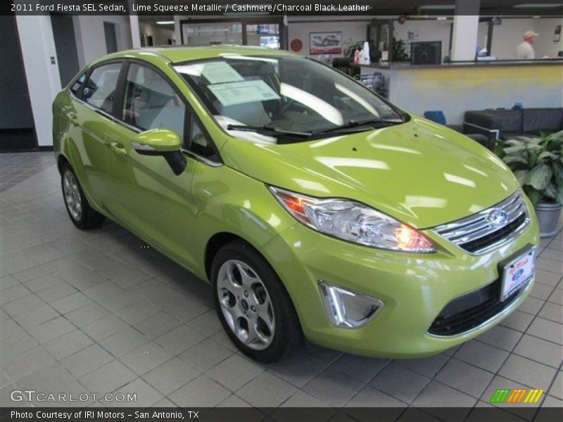 Lime Squeeze Metallic / Cashmere/Charcoal Black Leather 2011 Ford Fiesta SEL Sedan