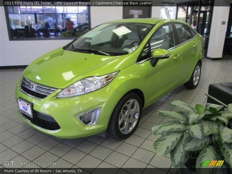 Lime Squeeze Metallic / Cashmere/Charcoal Black Leather 2011 Ford Fiesta SEL Sedan